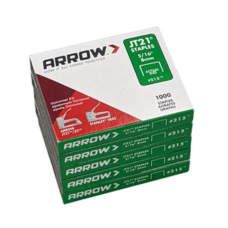 Arrow Fastener JT21 5/16in Flat Crown Staples, 5000/pk 