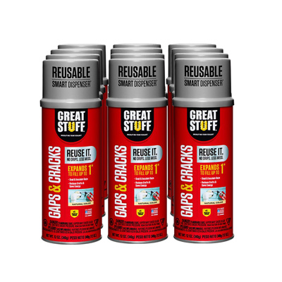DuPont Great Stuff Pro Gaps & Cracks, 12, 12oz Cans w/ Smart Dispenser