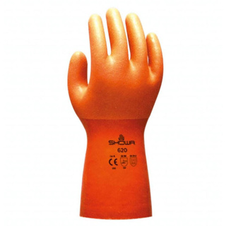 Atlas Orange Cotton Gauntlet Double Dip Rough Grip Gloves, Large
